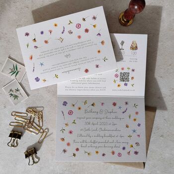 Pressed Wildflowers Wedding Invitation Suite, 8 of 12