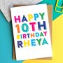 Happy Birthday Colourful Personalised Greeting Card, thumbnail 1 of 5