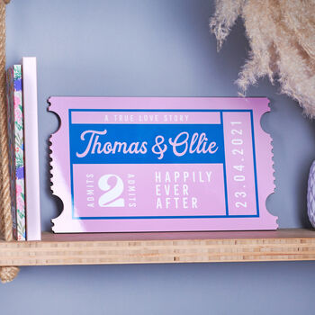 Personalised Couples Ticket Sign, 2 of 6