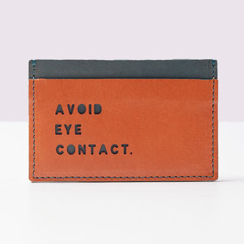 'Avoid Eye Contact' Laser Cut Leather Cardholder, 2 of 4