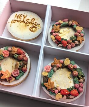 Personalised Autumn Wreath Hand Iced Letterbox Biscuits, 4 of 5