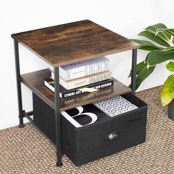 Nightstand Bedside Table With Storage Fabric Drawer, 6 of 12