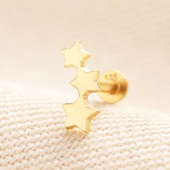 Sterling Silver Triple Star Piercing Earring, 4 of 4