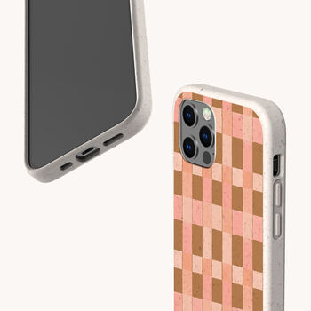 Pink And Brown Checker Eco Phone Case, 3 of 6