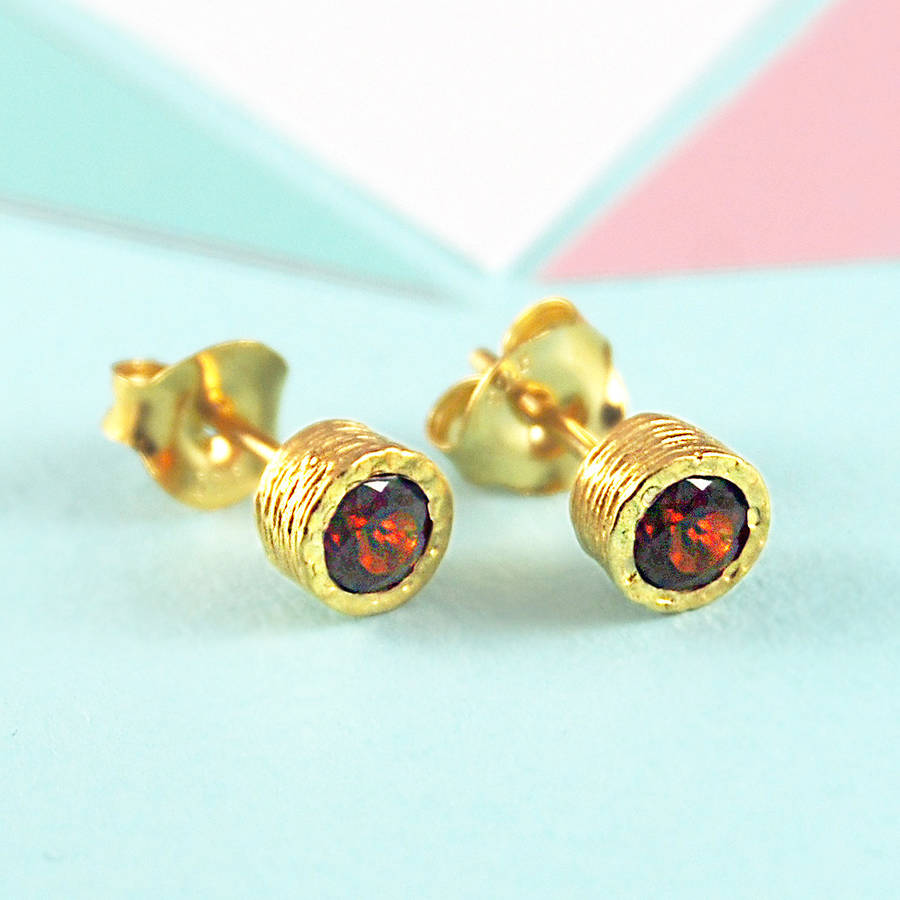 Gold And Red Garnet January Birthstone 