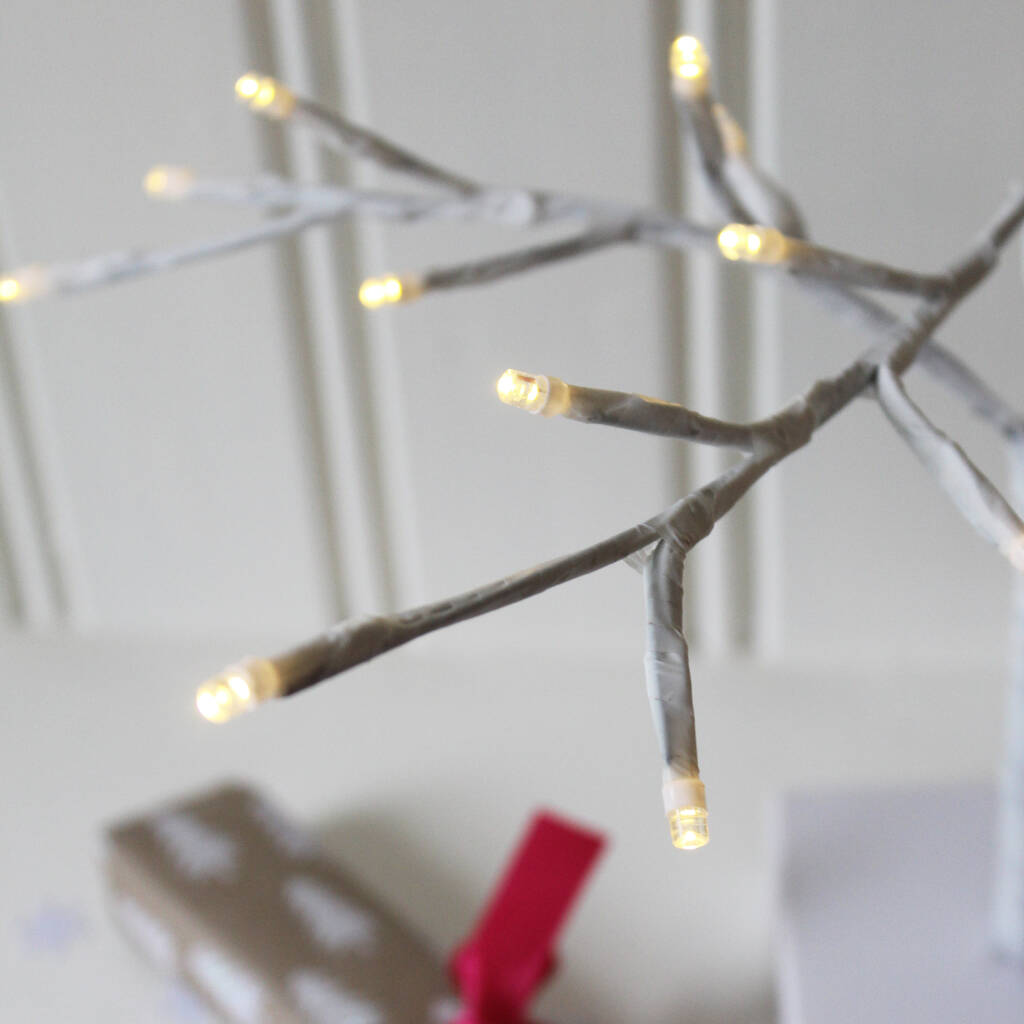 Small White Twig LED Christmas Tree By Lime Tree London