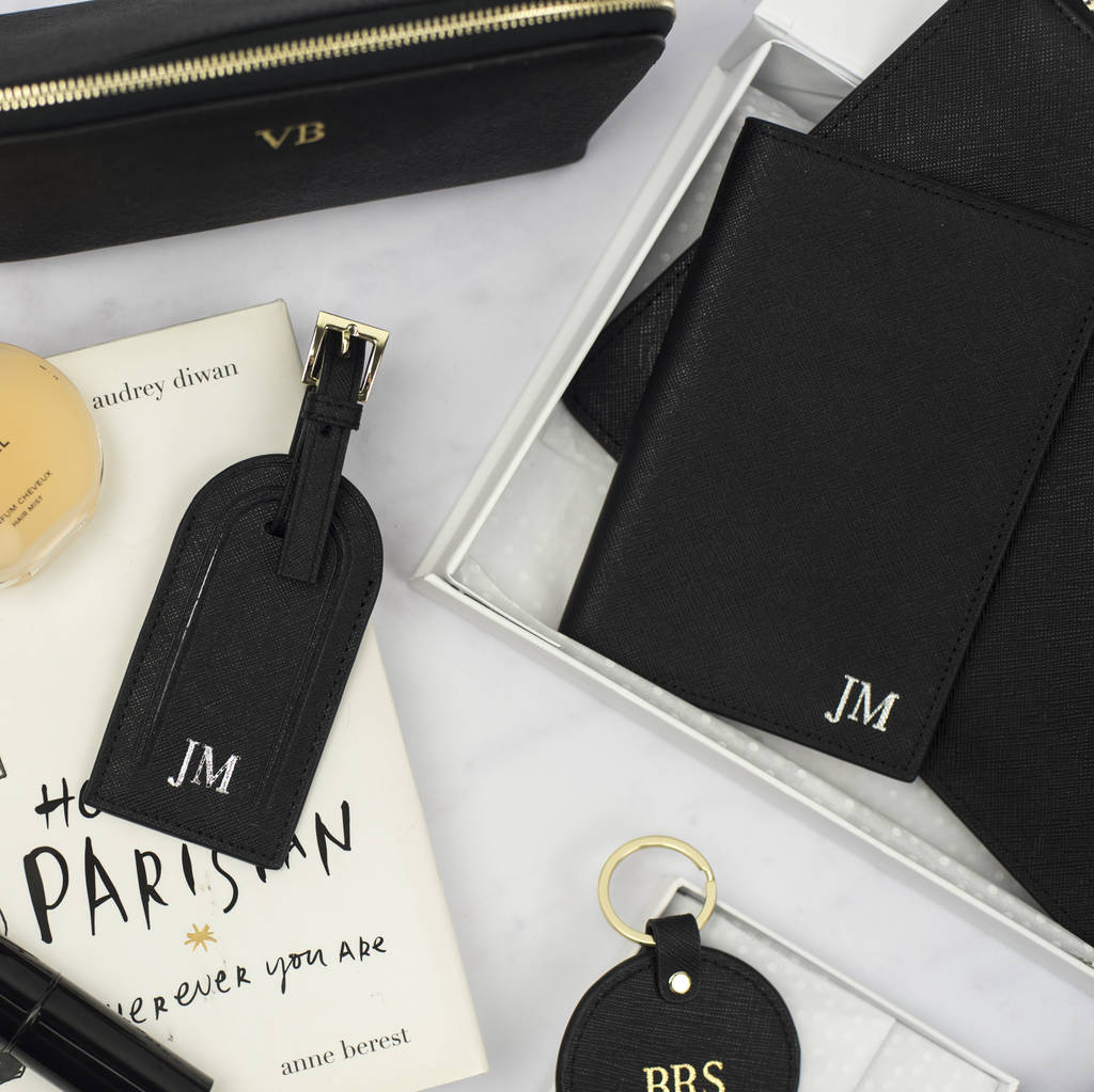 Personalised Leather Travel Accessories Set By Magic + Monroe ...