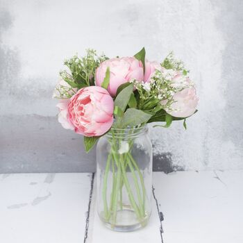 Faux Pink Peony Bouquet In Vase, 4 of 5
