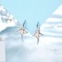 Sterling Silver Manta Ray Fish Drop Hook Earrings With Cz, thumbnail 2 of 11