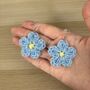 Handmade Crochet Forget Me Not Earrings: Surgical Steel, thumbnail 10 of 11