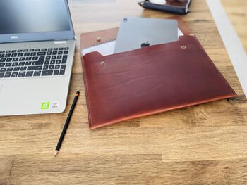 Personalised Spanish Brown Leather A4 Documents Holder, 4 of 10