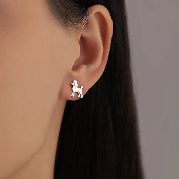 Sterling Silver Poodle Dog Stud Earrings, 7 of 12