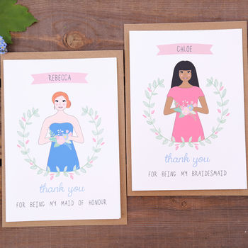 Bridesmaid Personalised Thank You Or Will You Be Card, 3 of 7
