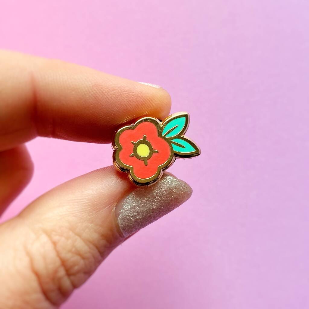 Red Flower Enamel Pin By Stacey McEvoy Caunt