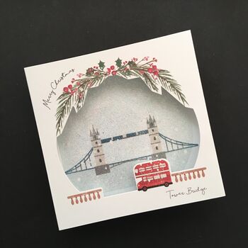 Tower Bridge Sparkling Pop Up Christmas Card, 6 of 6