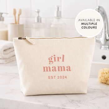 Girl Mum Gift Idea 100% Cotton Premium Personalised Makeup Travel Bag Gift For New Mum, 3 of 8