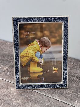 Isaac Jacobs Blue Spotted And Silver Tone Border Photo Frame, 2 of 3