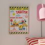 Personalised Construction Vehicle Bedroom Print, thumbnail 6 of 9