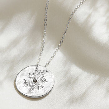 Birth Flower Spinner Necklace In Sterling Silver, 10 of 12