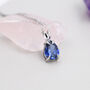 Sterling Silver Royal Sapphire Blue Pear Cut Cz Necklace, thumbnail 2 of 12