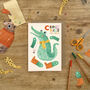 Crocodile Split Pin Puppet A5 Activity Greeting Card, thumbnail 1 of 4