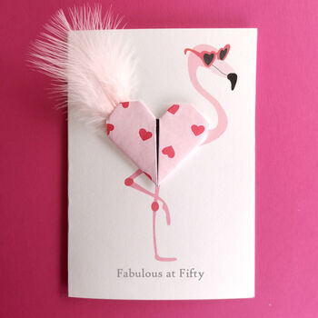 Flamingo Origami Heart Birthday Card, 2 of 6