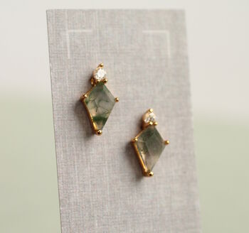 Moss Agate Stud Earrings, 2 of 6