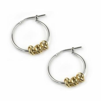 Knot Hoop Earrings In Sterling Silver With Rose/Gold, 5 of 6