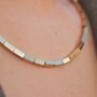 Cube Choker Necklace 18k Gold Plated Titanium Steel, thumbnail 3 of 7