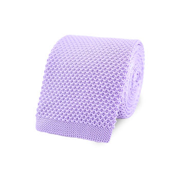 Wedding Handmade Polyester Knitted Tie In Pastel Purple, 6 of 6