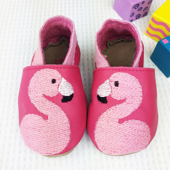 Personalised Embroidered Flamingo Baby Shoes, 3 of 10