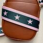 Forest Green And Pink Star And Stripe Bag Strap, thumbnail 2 of 2