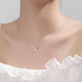 Sterling Silver Tiny Origami Crane Pendant Necklace, 2 of 5