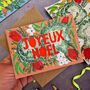 Joyeux Noel Neon Floral Papercut Christmas Card, thumbnail 2 of 7
