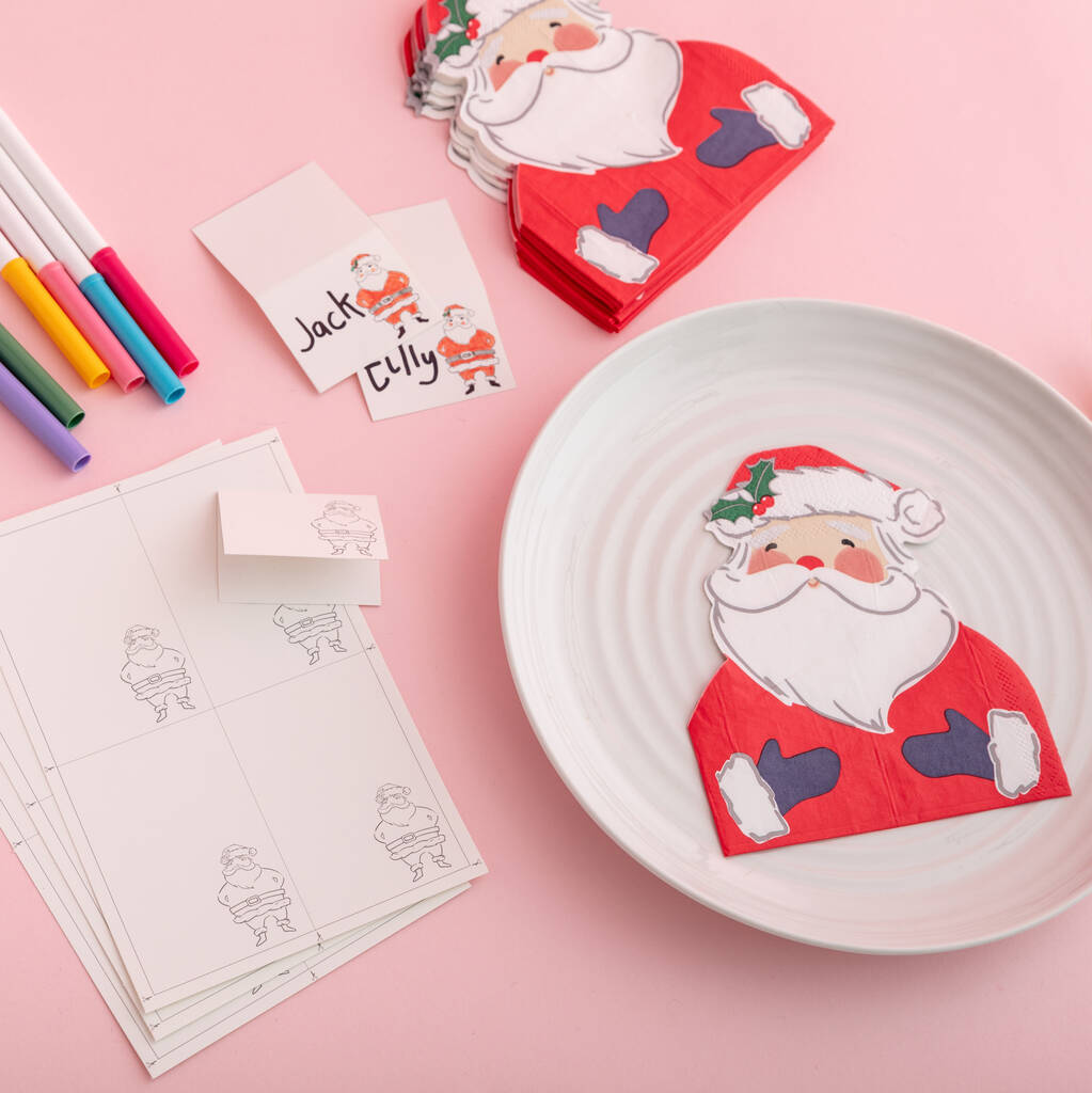 Christmas Santa Shaped Napkins And Place Cards, 1 of 5