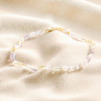 Pastel Semi Precious Stone Beaded Anklet In Gold, 2 of 3