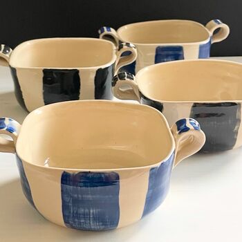 Handmade Stripy Stoneware Dish For Serving Or Baking, 3 of 12