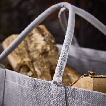 Personalised Grey Jute Log Bag, 3 of 5