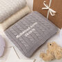 Dark Grey Cable Baby Blanket And Hat Gift Set, thumbnail 2 of 8