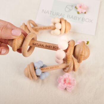 Crochet Bunny And Wooden Baby Rattle Gift Box, 6 of 12