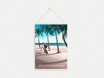 Go Longboarding Travel Poster Art Print, 6 of 8