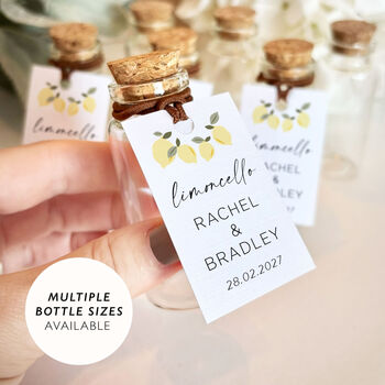 Personalised Limoncello Wedding Favours Take A Shot Bottle Favour, 3 of 12