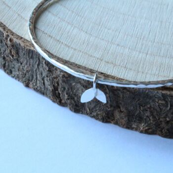 Hammered Bangle With Duo Leaf Charm, 4 of 8