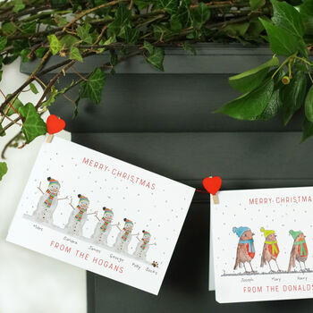 Rainbow Snowmen Family Christmas Cards, 3 of 3