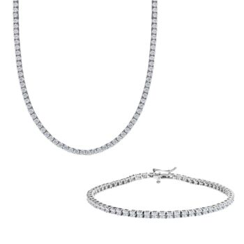 Sterling Silver Tennis Necklace And Bracelet Set 3mm, 2 of 7