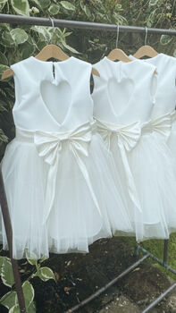 Sparkly Ankle Length Flower Girl Dress With Large Bow – Tulle Party And Wedding Dress UK, 5 of 6