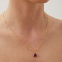Sterling Silver Square Pendant Necklace Beaded Chain, thumbnail 8 of 10