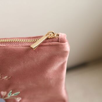 Personalised Wildflower Medium Make Up Bag In Dark Pink, 2 of 3