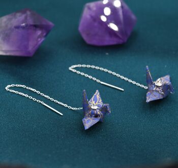 Japanese Paper Origami Crane Ear Threaders Three, 3 of 11