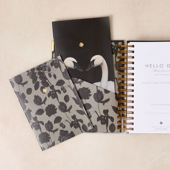 Minimal 2026 Daily Planner Diary: Noir Swans, 2 of 12